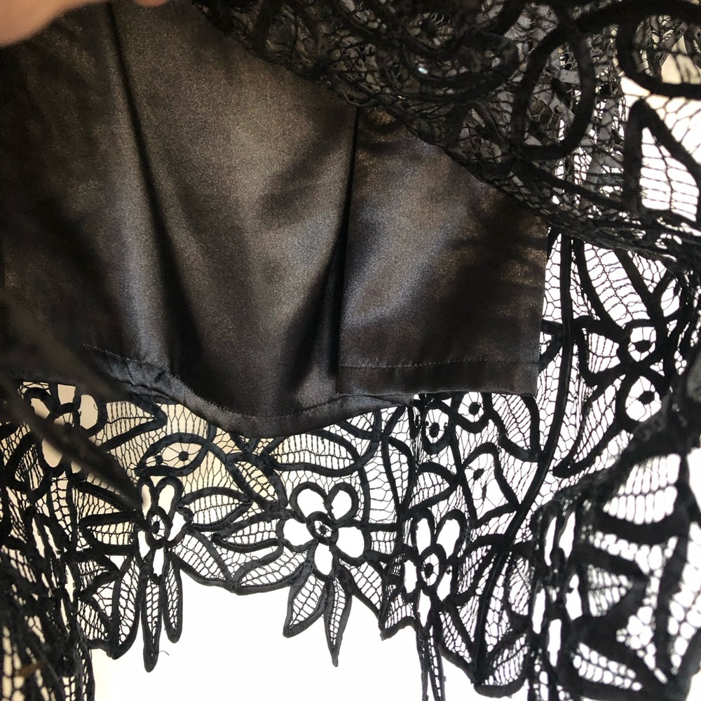 Silken Poetry Size Large Stylish Black 100% SILK Formal Lace Skirt and Top Set. - Picture 10 of 11